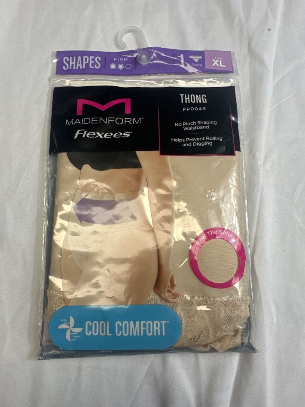 maidenform flexees thong shapes xlarge cool comfort  perfect under jeans / slac